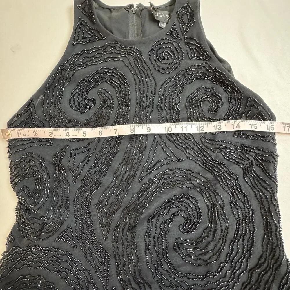 NWT Ellen Tracy Black Beaded Dress Size 10 Sleeveless Cocktail Formal Midi